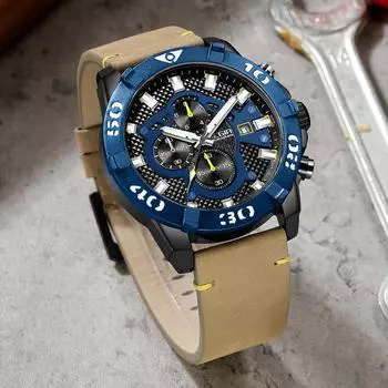 MEGIR 2021 Синие мужские часы Лучший бренд класса люкс с хронографом Спортивные часы для мужчин Часы чёрный
