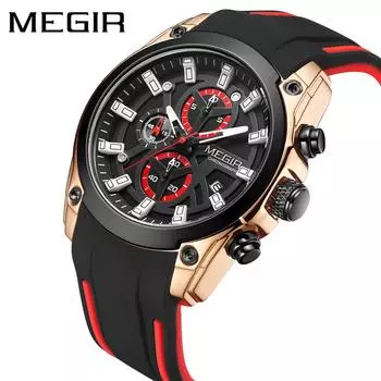MEGIR 2144 Мужские часы Многофункциональные часы с хронографом Модные кварцевые наручные часы для платья 3ATM