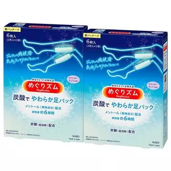 MegRhythm Carbonated Soft Foot Sheet с ароматом лаванды и мяты, 6 шт., набор из 3 шт. по 2 шт. (2 сумки)