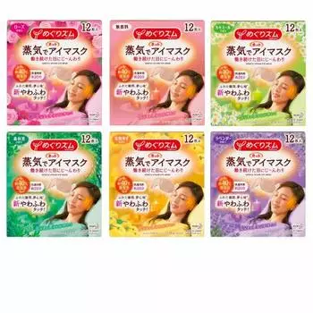 Megrhythm Kao Megrhythm Steam Hot Eye Mask Все типы Ассорти Набор Forest Ripe 12 штук [Роза, Без запаха, Ромашка, Для купания, Юдзу, Лаванда, каждая]