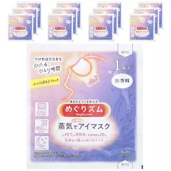 Megrhythm, Kao, нежная паровая маска для глаз, без отдушек, 12 листов