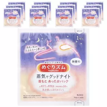 Megrhythm, Kao, согревающая подушка для шеи, без отдушек, 12 листов