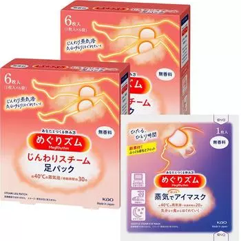 MegRhythm Steam Foot 6 pieces x 2 sets bonus included Sheet, Unscented, +