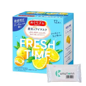 MegRhythm Steam Hot Eye Mask Grapefruit Scent 12 Pieces Kunutonn Original Logo Wet Sheet Included +