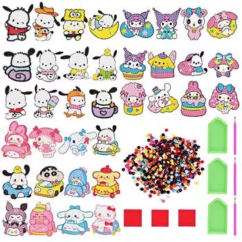 MEGZIHXN 5D DIY Алмазные художественные наклейки для детей 36 шт. Симпатичные наклейки для собак Набор для рисования алмазами по номерам Набор для художественного творчества для детей, мальчиков и девочек, начинающих