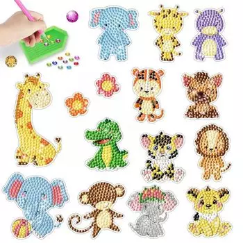 MEGZIHXN Дети Алмазные Наклейки Милые Животные Слон Жираф Тигр Лев Динозавр Цветок Алмазный Рисунок для Начинающих DIY 5D Алмазные Художественные Мозаичные Наклейки