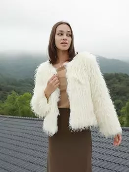 Мех енота, экологически чистый мех, осенние и зимние короткие фасоны, модный и универсальный стиль M белый