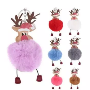 Мех кролика, брелок для ключей, сумка, плюшевый автомобильный брелок для ключей, очаровательный рождественский кулон Санта-Клауса, рождественский подарок хаки