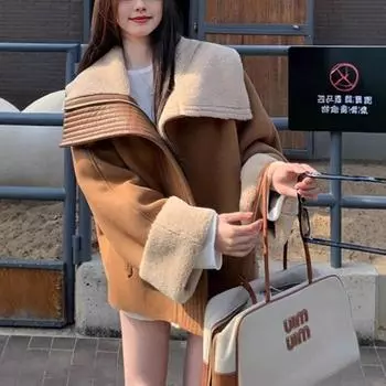 Мех ягненка, интегрированный экологически чистый мех, женская зимняя новая высококачественная свободная ретро-шуба S