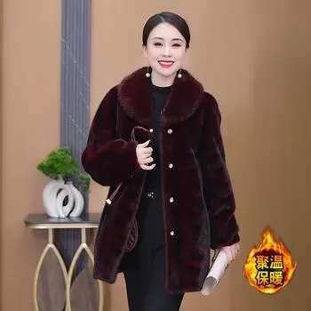 Мех зимнее модное тонкое верхнее универсальное женское пальто модное иностранное темпераментное свободное утолщенное пальто 4XL