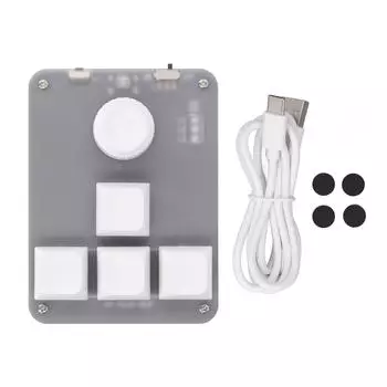 Механическая игровая клавиатура для одной руки, 4 клавиши, 1 ручка, RGB-подсветка, голубой переключатель, программируемая макро-клавиатура