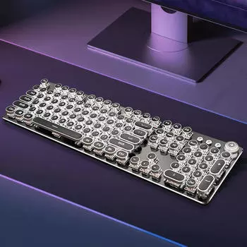 Механическая игровая клавиатура в стиле ретро-панк с 104 клавишами, клавиатура в стиле стимпанк, клавиатура с подсветкой, винтажная игра