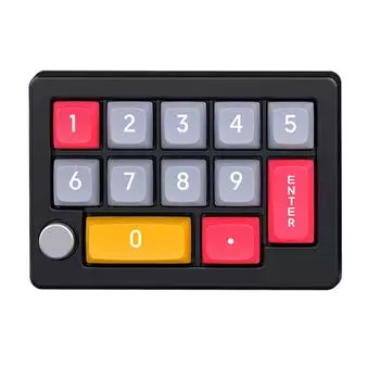 Механическая игровая мини-клавиатура USB с 12 клавишами, клавиатура для программирования с ручками, клавиатура со светодиодной подсветкой RGB, поддержка макросов одной рукой чёрный