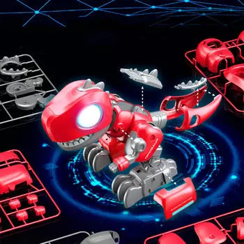 Механическая игрушка динозавр Электрический тираннозавр рекс Сборка шагающего робота красный