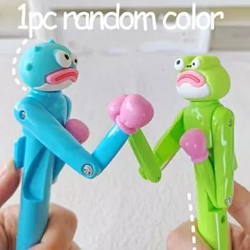 Механическая интерактивная шариковая ручка Мультяшная пишущая ручка Боксерская ручка с жареными волосами Пишущий инструмент Frog 1pc