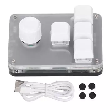 Механическая клавиатура 4 клавиши 1 ручка программируемая синяя клавиатура с подсветкой RGB белая 5 В 1 А