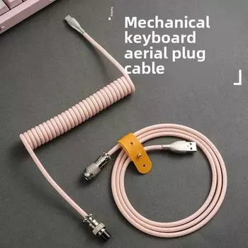 Механическая клавиатура 8K Magnetic Axis с авиационным разъемом и настраиваемым спиральным пружинным кабелем USB Type-C в оплетке Dark Night. Macaron Airline Plug