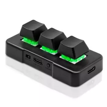 Механическая клавиатура с 3 клавишами для одной руки, программируемая макросами, USB+2.4G Wireless+BT, 3 режима, клавиатура с подсветкой для офиса, игр и мультимедиа чёрный