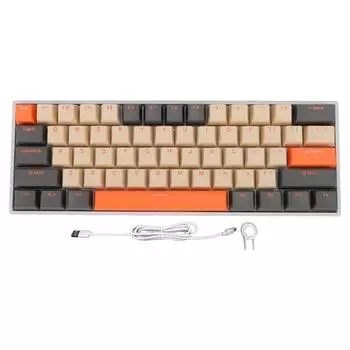 Механическая клавиатура с 61 клавишей, раскладка 60%, красный переключатель, подсветка RGB, USB C, проводная, с возможностью горячей замены, эргономичная, игровая