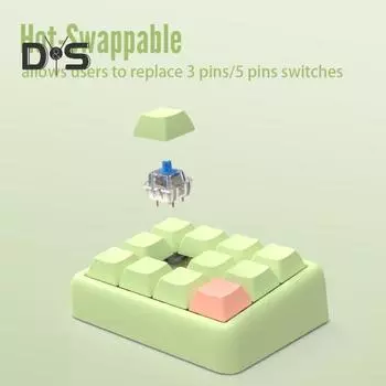 Механическая клавиатура с RGB-подсветкой, мини-программируемая универсальная игровая клавиатура Plug-Play с возможностью горячей замены зелёный