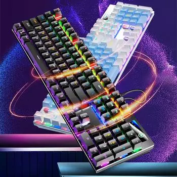 Механическая клавиатура ZK3 с серебряной резьбой — 87/104 клавиши, USB, светящаяся сине-черная ось, цветовая гамма для игр 87 keys, blue axis