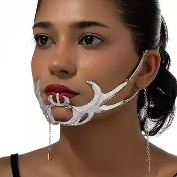 Механическая маска-лезвие в виде крови, панк-ветер, инопланетная жидкость, кольцо для губ, украшения для лица, регулируемая маска для вечеринки на Хэллоуин для мужчин и женщин