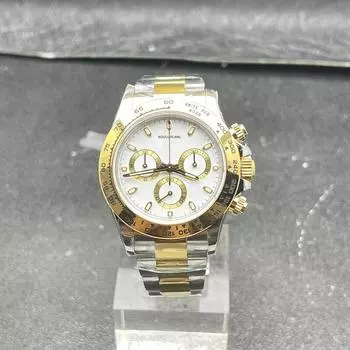 Механические часы-хронограф, 40 мм, нержавеющая сталь 904, 413* Механизм, ледяной синий, с люминесцентным позолоченным покрытием. золотой