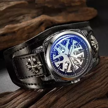 Механические ретро мужские часы, модные и властные полые модные резные мужские часы