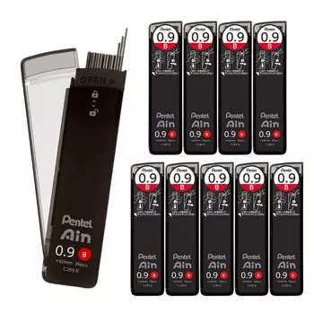 Механические стержни Pentel Ein, 0,9 мм B, упаковка 10 штук, C289-B чёрный