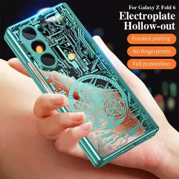 Механический чехол Legend Plating для Samsung Galaxy Z Fold 6 5 4 3 2 5G Чехол для телефона Шарнирный складной металлический бизнес Samsung Z Fold 4