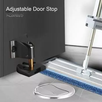 Механический дверной стопор, настенный протектор, прочный цинковый сплав, регулируемый клей, не требующий сверления, противоударный напольный дверной фиксатор, дверной стопор чёрный