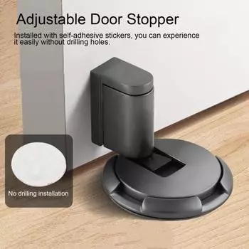 Механический дверной стопор, настенный протектор, прочный цинковый сплав, регулируемый, клейкий, без сверления