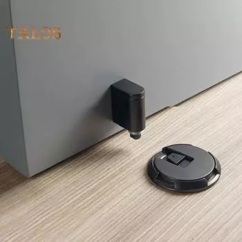 Механический дверной стопор, настенный протектор, прочный цинковый сплав, регулируемый клей, не требующий сверления, противоударный напольный дверной фиксатор, дверной стопор серебряный