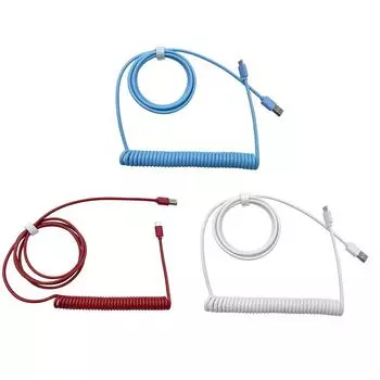 Механический кабель для передачи данных клавиатуры, спиральный провод типа C с разъемом USB-кабеля — белый