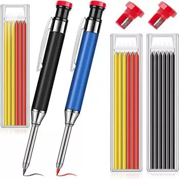 Механический карандаш для маркировки глубоких отверстий, 2,8 мм, инструмент для маркировки деревообработки, деревообрабатывающее строительство 6PCS Refills