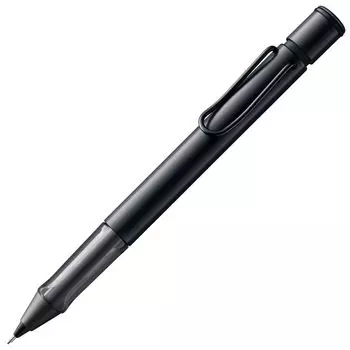 Механический карандаш LAMY черного цвета с эргономичной рукояткой и легким алюминиевым прозрачным корпусом. Стержень LAMY M40 с тонким кончиком и ластиком диаметром 2,5 мм. чёрный
