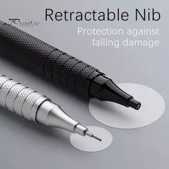 Механический карандаш, металлический художественный чертежный карандаш со стержнем HB 0,3/0,5/0,7/0,9/2,0 мм, графитовый карандаш для рисования, письма, эскизов 2mm чёрный