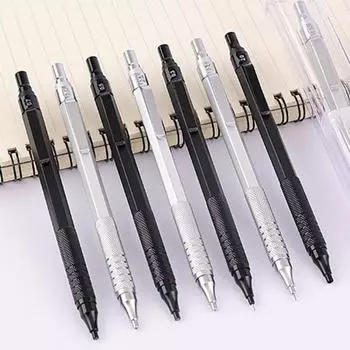 Механический карандаш, металлический художественный карандаш для рисования со стержнем HB 0,3/0,5/0,7/0,9/2,0 мм, графитовый карандаш для 0.5mm чёрный