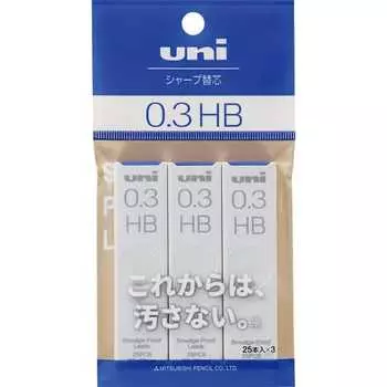 Механический карандаш Mitsubishi Pencil, грифель uni 0.3 HB 3 шт. ULS03253PHB черный