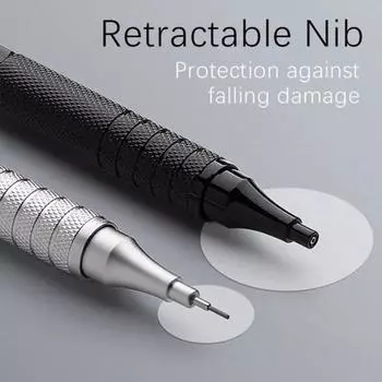 Механический карандаш Yousheng, металлический художественный карандаш для черчения со стержнем HB 0,3/0,5/0,7/0,9/2,0 мм, графитовый карандаш для рисования, письма и набросков 0.7-mm чёрный