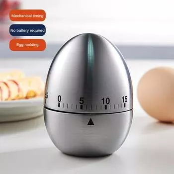 Механический кухонный таймер с обратным отсчетом 60 минут, громкий звонок 70 дБ, нержавеющая сталь, без батареек A