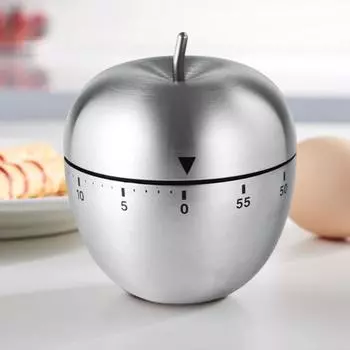 Механический кухонный таймер с обратным отсчетом 60 минут, громкий звонок 70 дБ, нержавеющая сталь, без батареек, простой в использовании таймер для приготовления пищи, обучения, выполнения домашних заданий, йоги A