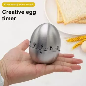 Механический кухонный таймер с обратным отсчетом 60 минут, громкий звонок 70 дБ, нержавеющая сталь, без батареек, простой в использовании таймер для приготовления пищи, обучения, выполнения домашних заданий, йоги A