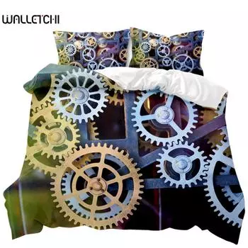 Механический механизм пододеяльник комплект постельного белья в стиле стимпанк часы полиэстер одеяло чехол для мужчин механическое устройство постельное белье EU single(135x200cm)