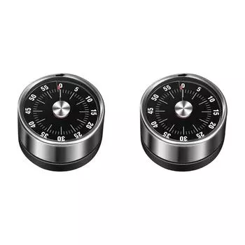 Механический поварской таймер для приготовления пищи из нержавеющей стали на 60 минут(черный)