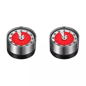 Механический поварской таймер для приготовления пищи из нержавеющей стали на 60 минут(белый