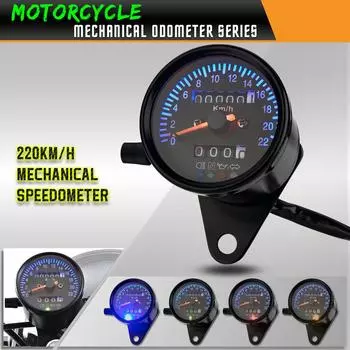 Механический спидометр для мотоцикла Cafe Racer в стиле ретро со светодиодным индикатором, одометр 220 км/ч чёрный