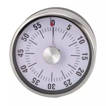 Механический таймер обратного отсчета 60 минут Магнитный визуальный кухонный таймер из нержавеющей стали для детей, готовящих еду белый