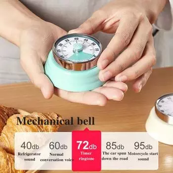 Механический таймер Yousheng на 60 минут с магнитным основанием, портативный кухонный таймер, визуальный циферблат, звонок, оповещение, инструмент для управления временем бежевый