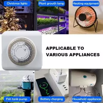 Механический таймер Yousheng, огнестойкий, автоматический, ежедневный цикл включения/выключения, компактный дизайн, простая настройка, 3-контактный, двойной таймер белый